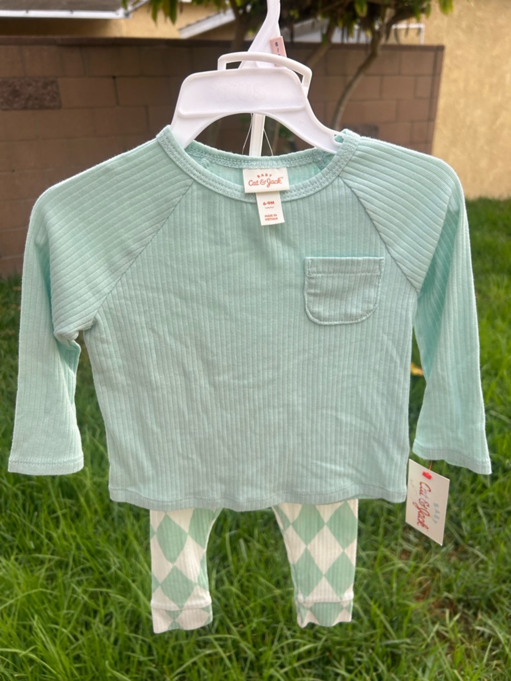 Cat & Jack Mint Green Ribbed Long-Sleeve Top